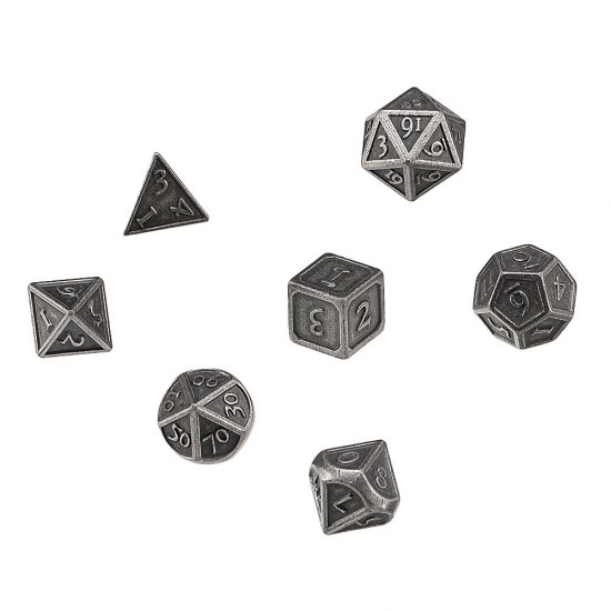 7Pcs Antique Color Solid Metal Heavy Dice Set Polyhedral Dices Role Playing Games Dice Gadget RPG