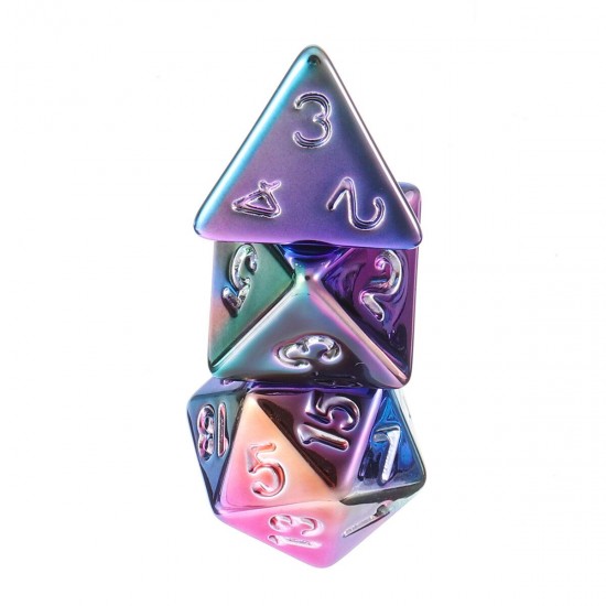 7Pcs Colorful Polyhedral Dice Resin Plating Dices Set Role Playing Board Party Table Game Gift