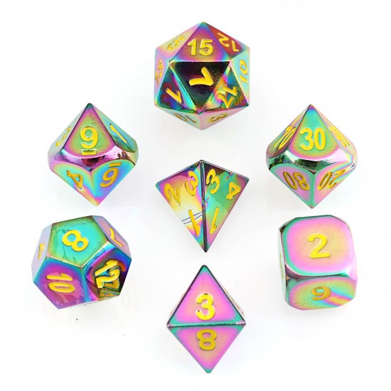 7Pcs Embossed Heavy Metal Polyhedral Dice DND RPG MTG Role Playing Game with Bag 7Pcs Embossed Heavy Metal Polyhedral Dice DND RPG MTG Role Playing Game with Bag