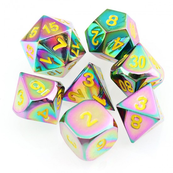 7Pcs Embossed Heavy Metal Polyhedral Dice DND RPG MTG Role Playing Game with Bag 7Pcs Embossed Heavy Metal Polyhedral Dice DND RPG MTG Role Playing Game with Bag