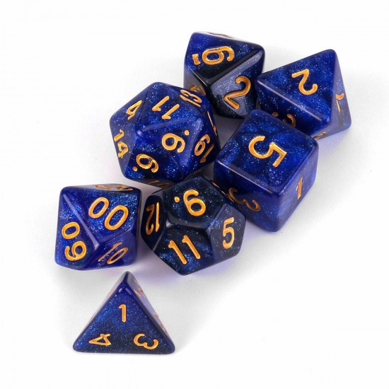 7Pcs Galaxy Polyhedral Dices For Dungeons Dragons Games D20 D12 D10 D8 D6 D4 +Bag