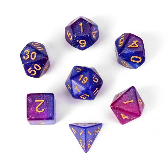 7Pcs Galaxy Polyhedral Dices For Dungeons Dragons Games D20 D12 D10 D8 D6 D4 +Bag