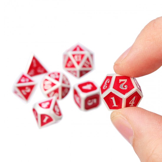 7Pcs Heavy Duty Metal Polyhedral Dices Set Multisided Dice Antique RPG Role Playing Game Dices