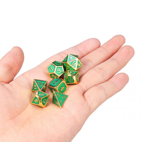 7Pcs Heavy Duty Metal Polyhedral Dices Set Multisided Dice Antique RPG Role Playing Game Dices