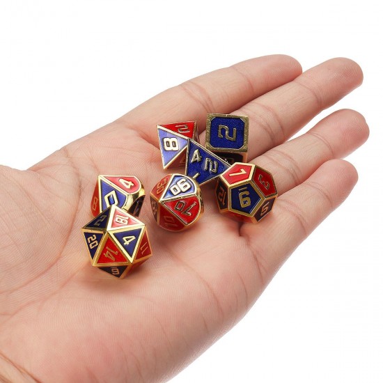 7Pcs Metal Polyhedral Dices Set Role Playing D & D Dungeons and Dragons Dice Party Table Games with Carrying Bag