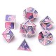 7Pcs Mixed Color Polyhedral Dice Metal RPG Dices Set with Velvet Bag Dungeons and Dragon Black Table Games Zinc Alloy Math Teaching