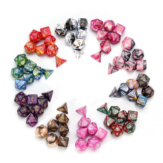 7Pcs Polyhedral Dices Double-Color For Role Playing Game Dice Set With Storage Bag 7Pcs Polyhedral Dices Double-Color For Role Playing Game Dice Set With Storage Bag