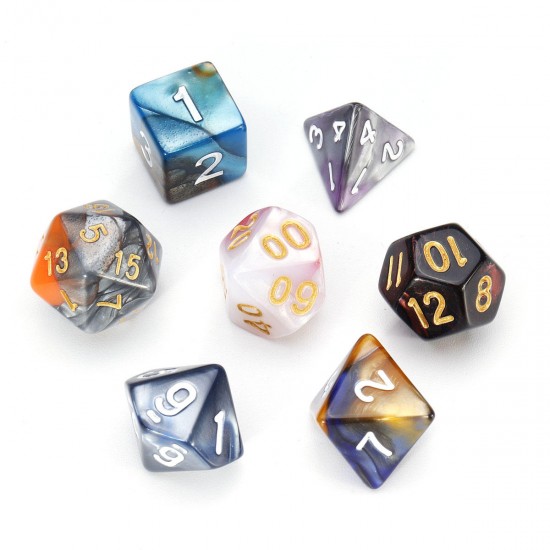 7Pcs Polyhedral Dices Double-Color For Role Playing Game Dice Set With Storage Bag