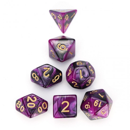 7Pcs Polyhedral Dices Double-Color For Role Playing Game Dice Set With Storage Bag