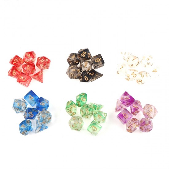 7Pcs Transparent Polyhedral Dices Multi-sided Dice 7Pcs Transparent Polyhedral Dices Multi-sided Dice