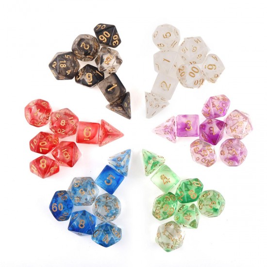 7Pcs Transparent Polyhedral Dices Multi-sided Dice