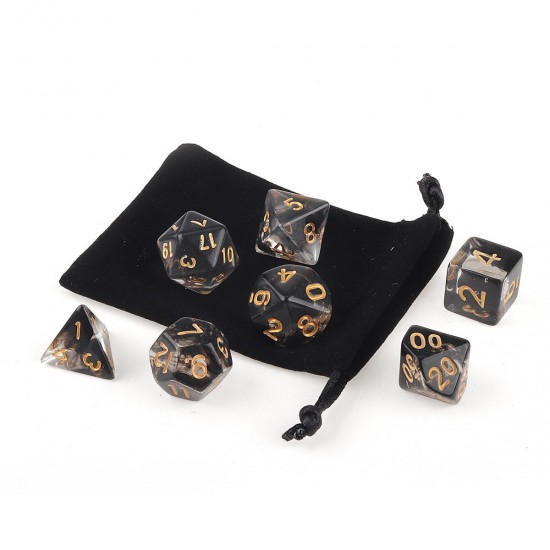 7Pcs Transparent Polyhedral Dices Multi-sided Dice 7Pcs Transparent Polyhedral Dices Multi-sided Dice