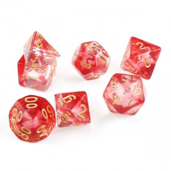 7Pcs Transparent Polyhedral Dices Multi-sided Dice 7Pcs Transparent Polyhedral Dices Multi-sided Dice