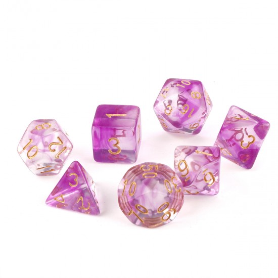 7Pcs Transparent Polyhedral Dices Multi-sided Dice 7Pcs Transparent Polyhedral Dices Multi-sided Dice