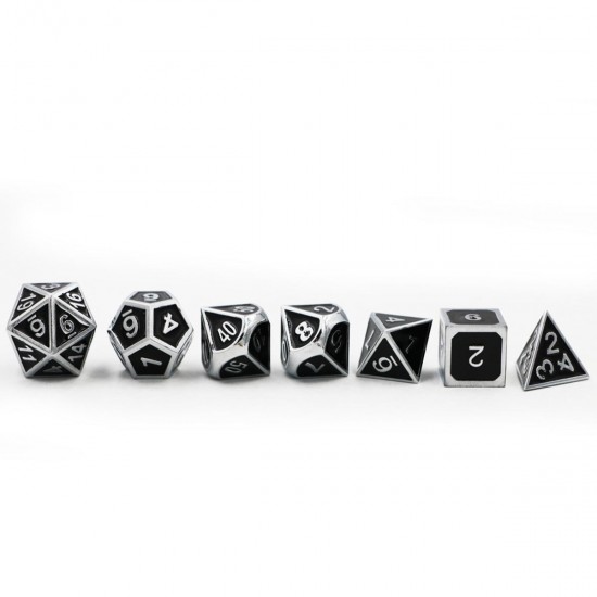 7pcs Heavy Metal Polyhedral Dices Multisided Dices Set RPG With Bag
