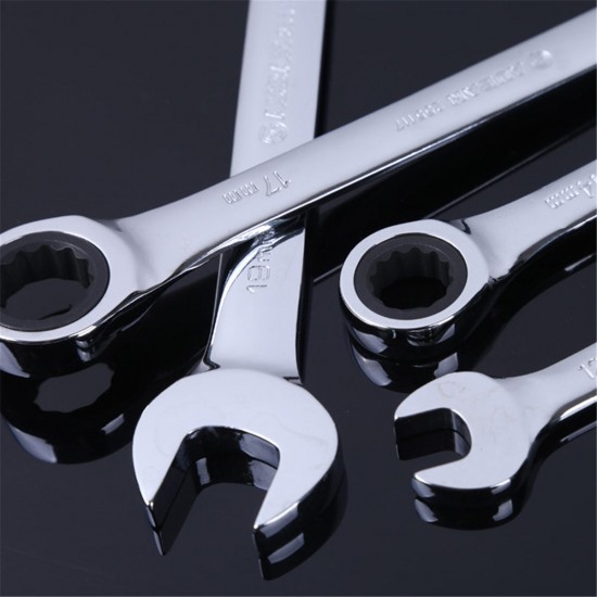 8-32mm Steel Silver Metric Spanner Open End Wrench Ratchet Ring Tool