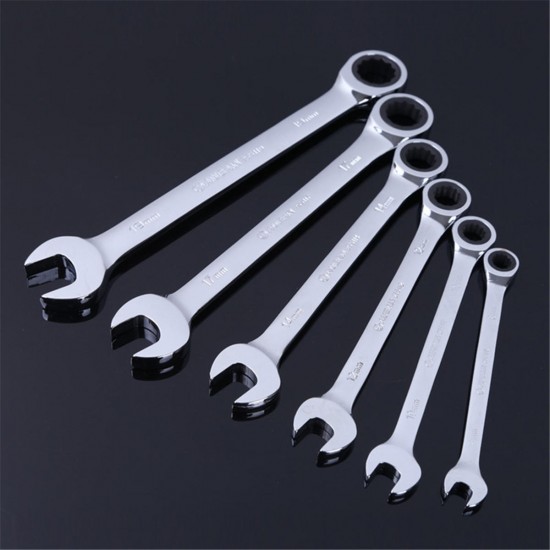 8-32mm Steel Silver Metric Spanner Open End Wrench Ratchet Ring Tool 8-32mm Steel Silver Metric Spanner Open End Wrench Ratchet Ring Tool