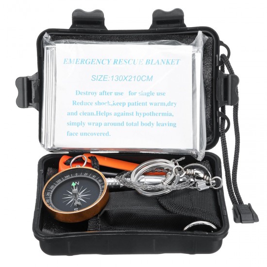 8 in 1 SOS Emergency Survival Equipment Kit Tactical Hunting Gear Tools with Waterproof Storage Box 8 in 1 SOS Emergency Survival Equipment Kit Tactical Hunting Gear Tools with Waterproof Storage Box