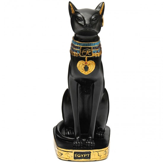 9.6inch Resin Vintage Egyptian Bastet Goddess Figurine Black Cat Pharaoh Statue Epoxy 9.6inch Resin Vintage Egyptian Bastet Goddess Figurine Black Cat Pharaoh Statue Epoxy