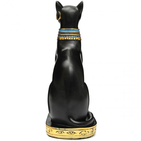9.6inch Resin Vintage Egyptian Bastet Goddess Figurine Black Cat Pharaoh Statue Epoxy 9.6inch Resin Vintage Egyptian Bastet Goddess Figurine Black Cat Pharaoh Statue Epoxy