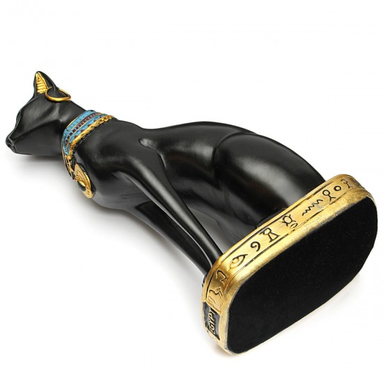 9.6inch Resin Vintage Egyptian Bastet Goddess Figurine Black Cat Pharaoh Statue Epoxy 9.6inch Resin Vintage Egyptian Bastet Goddess Figurine Black Cat Pharaoh Statue Epoxy
