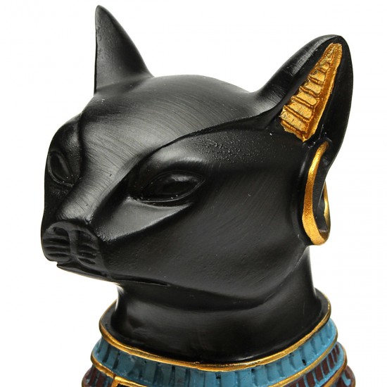 9.6inch Resin Vintage Egyptian Bastet Goddess Figurine Black Cat Pharaoh Statue Epoxy 9.6inch Resin Vintage Egyptian Bastet Goddess Figurine Black Cat Pharaoh Statue Epoxy