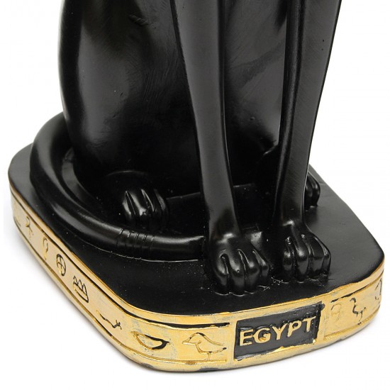 9.6inch Resin Vintage Egyptian Bastet Goddess Figurine Black Cat Pharaoh Statue Epoxy 9.6inch Resin Vintage Egyptian Bastet Goddess Figurine Black Cat Pharaoh Statue Epoxy