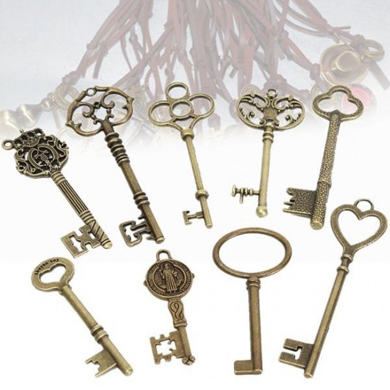 9Pcs Antique Vintage Skeleton Keys Bronze Charm Pendants For DIY Jewelry Making 9Pcs Antique Vintage Skeleton Keys Bronze Charm Pendants For DIY Jewelry Making