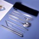 9pcs Titanium-Plated 304 Stainless Steel Cutlery Set Knife Fork Spoon Chopsticks Straw Set