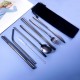 9pcs Titanium-Plated 304 Stainless Steel Cutlery Set Knife Fork Spoon Chopsticks Straw Set 9pcs Titanium-Plated 304 Stainless Steel Cutlery Set Knife Fork Spoon Chopsticks Straw Set