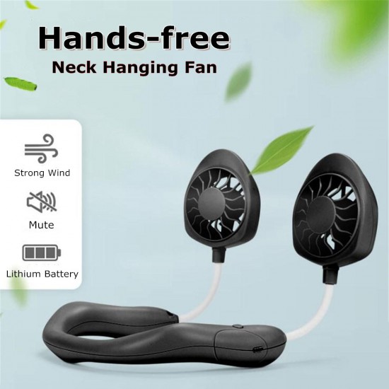 ABS Portable Mini Fan Hands Free Li-ion Battery USB Rechargable Hanging Neck Personal Sport Fan Mini Air Fan