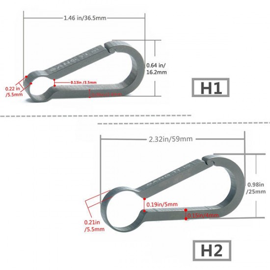 H2 60mm Titanium Quick Release Keychain Belt Loop Hook Key Clip H2 60mm Titanium Quick Release Keychain Belt Loop Hook Key Clip
