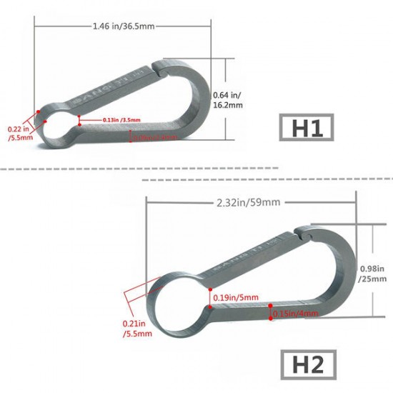 H2 60mm Titanium Quick Release Keychain Belt Loop Hook Key Clip