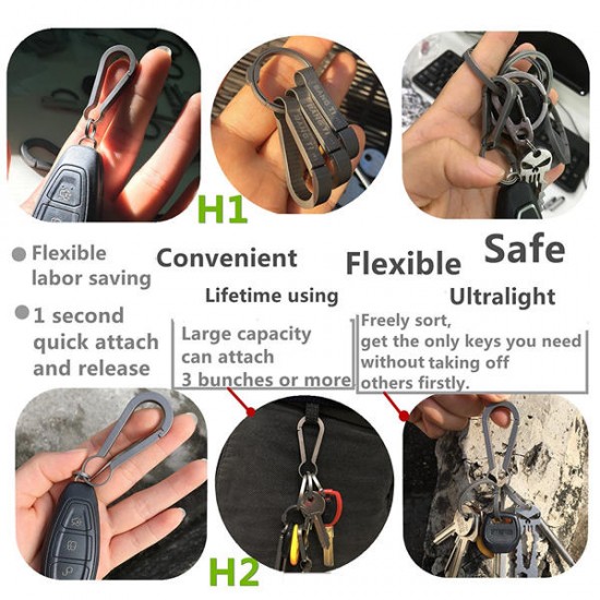 H2 60mm Titanium Quick Release Keychain Belt Loop Hook Key Clip H2 60mm Titanium Quick Release Keychain Belt Loop Hook Key Clip