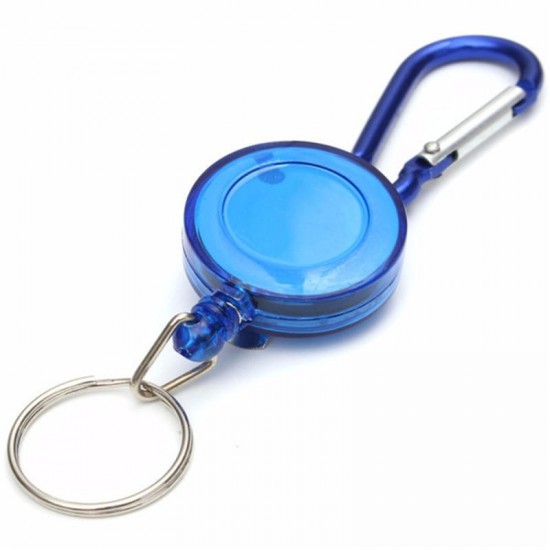 Badge Reel Telescopic Key Buckle Carabiner Recoil Retractable Holder Key Chain Blue