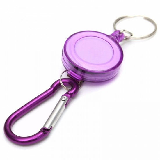 Badge Reel Telescopic Key Buckle Carabiner Recoil Retractable Holder Key Chain Purple