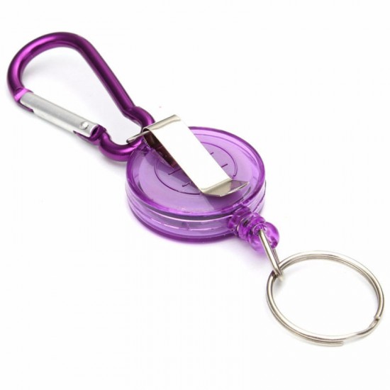 Badge Reel Telescopic Key Buckle Carabiner Recoil Retractable Holder Key Chain Purple