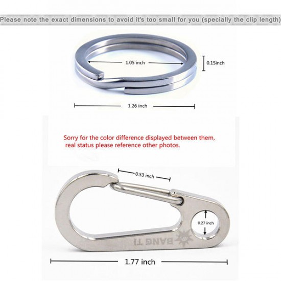 45mm Titanium Quick Release Keychain Key Clip with 32mm Ti Keyring 45mm Titanium Quick Release Keychain Key Clip with 32mm Ti Keyring