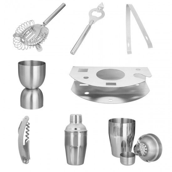 Bartender Shaker Cocktail Drink Mixer Stainless Steel Bar Opener Set Tools Martini Kit Bartender Shaker Cocktail Drink Mixer Stainless Steel Bar Opener Set Tools Martini Kit