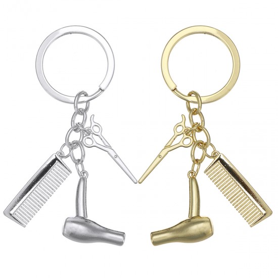 Creative Keychain Alloy Stylist Hair Dryer Scissor Comb Dangle Pendant Key Ring Artware Gift Creative Keychain Alloy Stylist Hair Dryer Scissor Comb Dangle Pendant Key Ring Artware Gift