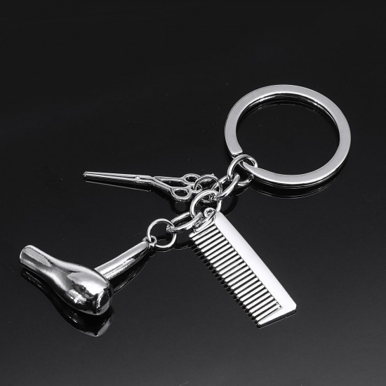 Creative Keychain Alloy Stylist Hair Dryer Scissor Comb Dangle Pendant Key Ring Artware Gift Creative Keychain Alloy Stylist Hair Dryer Scissor Comb Dangle Pendant Key Ring Artware Gift