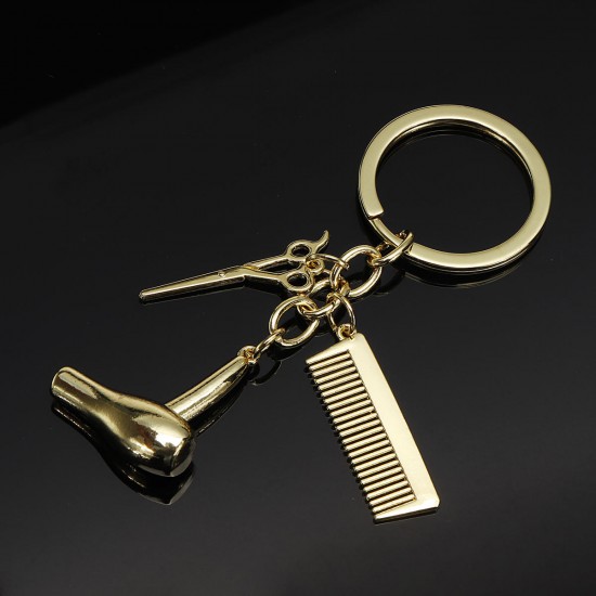 Creative Keychain Alloy Stylist Hair Dryer Scissor Comb Dangle Pendant Key Ring Artware Gift Creative Keychain Alloy Stylist Hair Dryer Scissor Comb Dangle Pendant Key Ring Artware Gift
