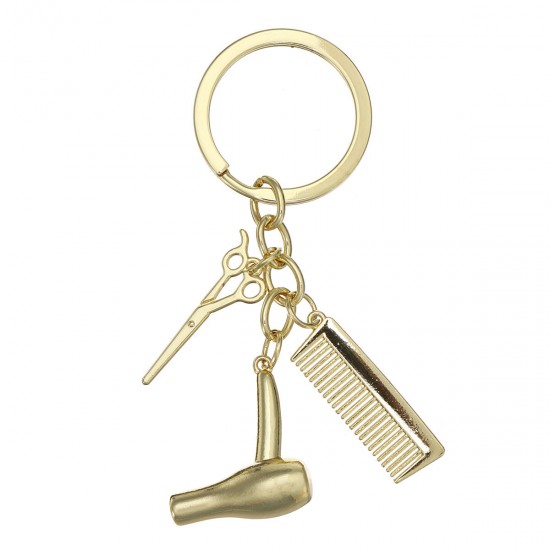 Creative Keychain Alloy Stylist Hair Dryer Scissor Comb Dangle Pendant Key Ring Artware Gift Creative Keychain Alloy Stylist Hair Dryer Scissor Comb Dangle Pendant Key Ring Artware Gift