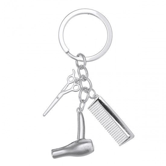 Creative Keychain Alloy Stylist Hair Dryer Scissor Comb Dangle Pendant Key Ring Artware Gift Creative Keychain Alloy Stylist Hair Dryer Scissor Comb Dangle Pendant Key Ring Artware Gift