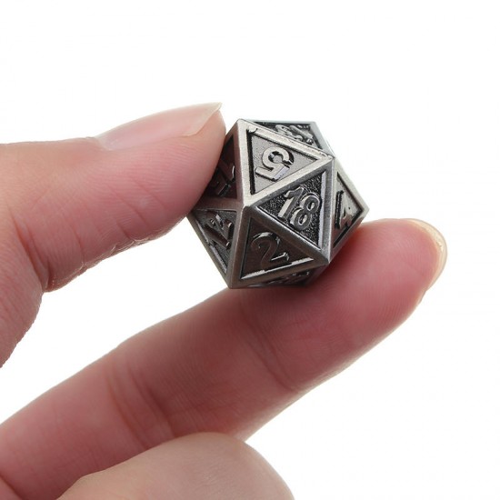 Embossed Steel 7 Pcs Multisided Dice Heavy Metal Polyhedral Dice Set w/ Bag Embossed Steel 7 Pcs Multisided Dice Heavy Metal Polyhedral Dice Set w/ Bag