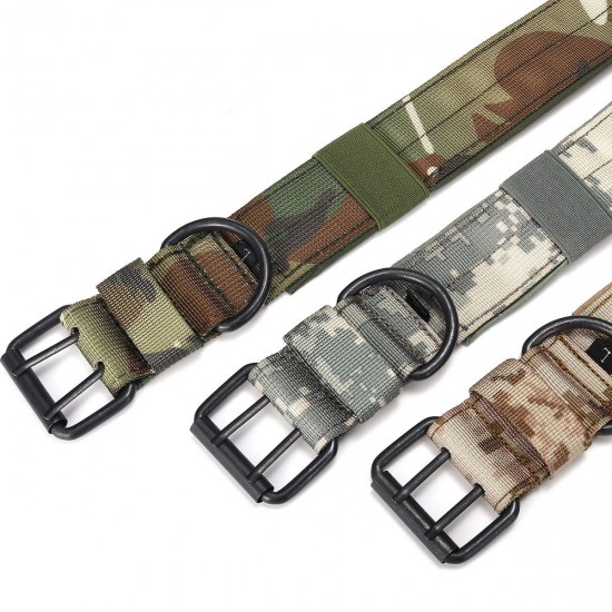 L Tactical Military Adjustable Dog Training Collar Nylon Leash w/Metal Buckle