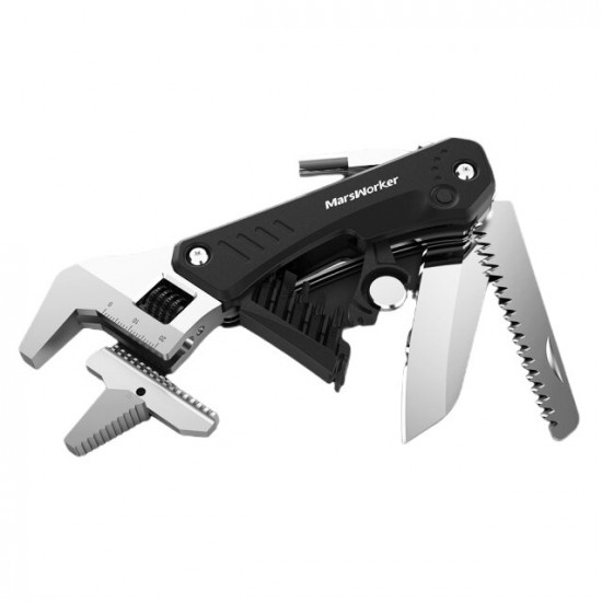 6 In 1 EDC Multi-tool Adjustable Wrench Pipe Spanner Screwdriver Saw Gadget With LED Lighting From YOU PIN