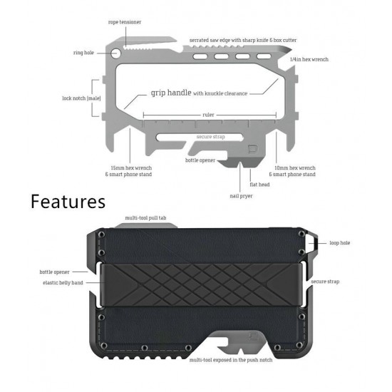Metal Clip EDC Wallet Tactical Multi-function Wallet Card Package Army Fans Equipment