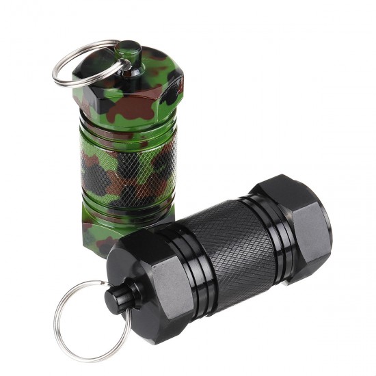 Mini Holder Box Keyring Alloy Waterproof Sealed Pocket Container Keychain Case Bottle Stash Holder