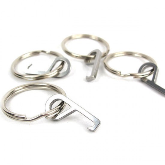 Mini Stainless Steel Hook Bottle Opener EDC Gadget with Key Ring